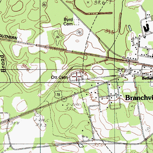 Topographic Map of Ott Cemetery, SC