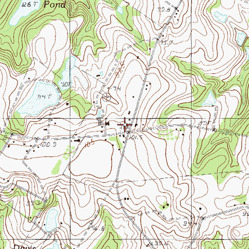 Topographic Map of Pine Hill Cemetery, SC