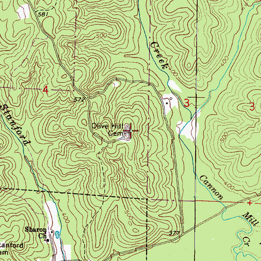 Topographic Map of Olive Hill Cemetery, AL