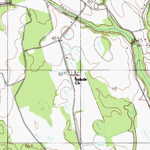 Topographic Map of Saluda Church, SC