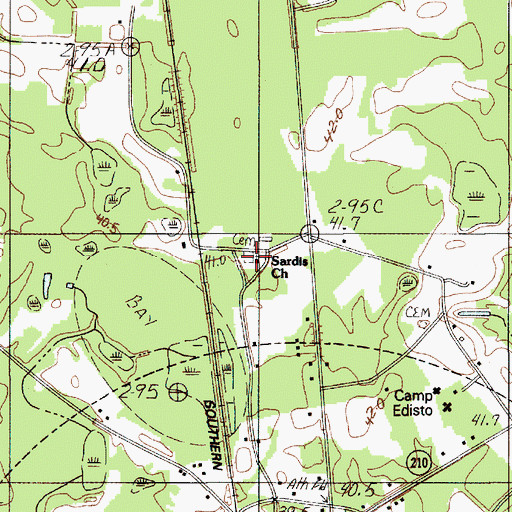 Topographic Map of Sardis Cemetery, SC