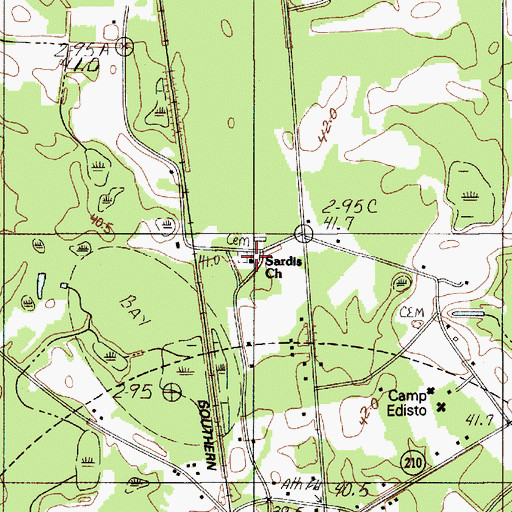 Topographic Map of Sardis Church, SC