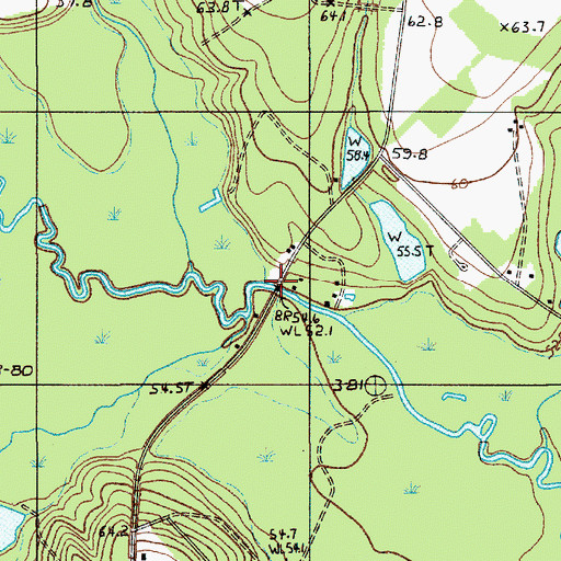 Topographic Map of Shillings Bridge, SC