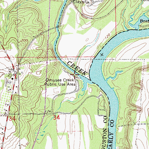 Topographic Map of Omusee Creek Public Use Area, AL