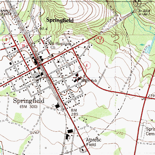 Topographic Map of Springfield Elementary School, SC