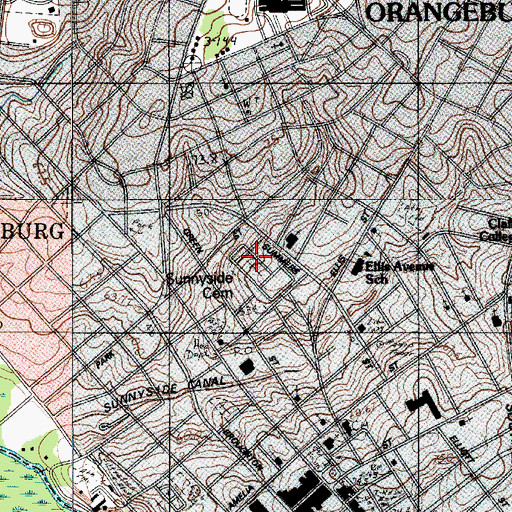 Topographic Map of Sunnyside Cemetery, SC