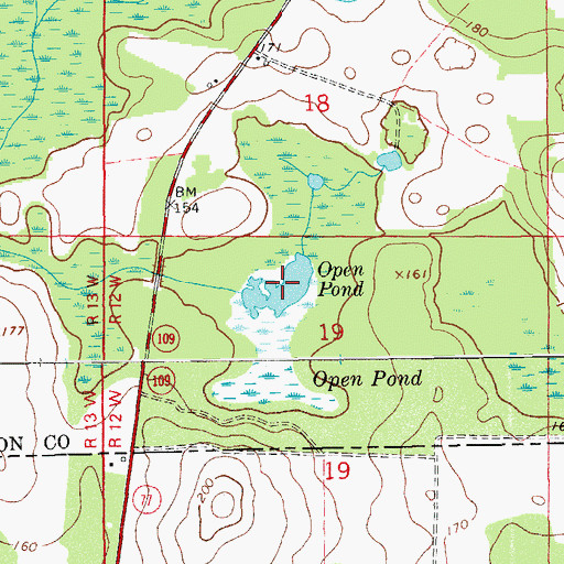Topographic Map of Open Pond, AL