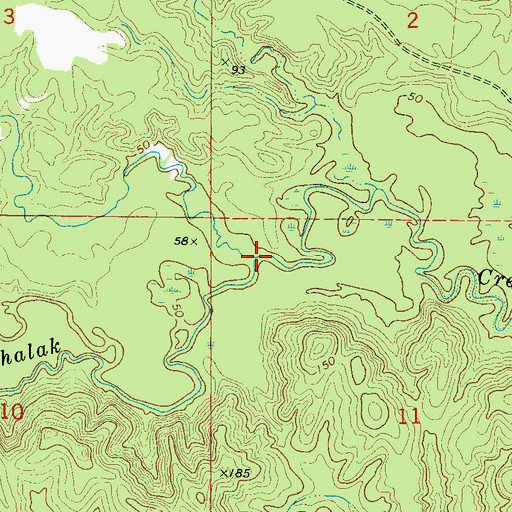 Topographic Map of Opossum Branch, AL