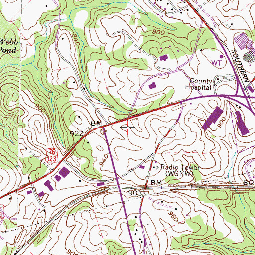 Topographic Map of Applewood Shopping Center, SC