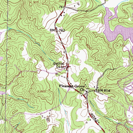 Topographic Map of Bethel Church (historical), SC