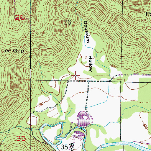 Topographic Map of Opossum Hollow, AL