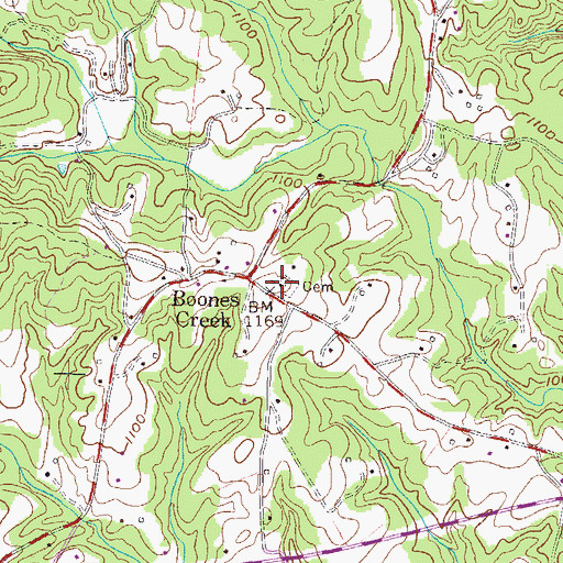 Topographic Map of Boones Creek Church, SC