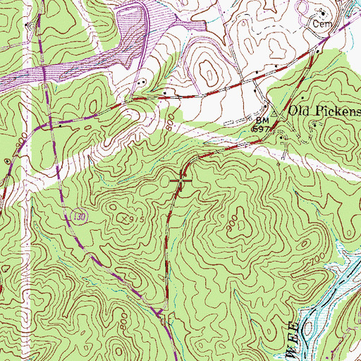 Topographic Map of Boones Creek School (historical), SC