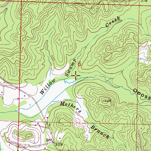 Topographic Map of Opossum Hollow, AL