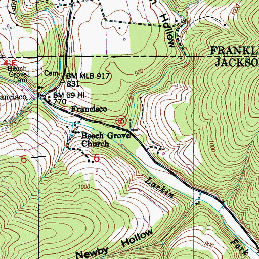 Topographic Map of Opossum Hollow, AL