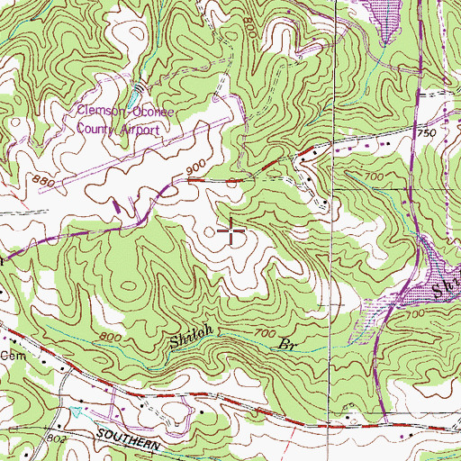 Topographic Map of Clemson Forest, SC
