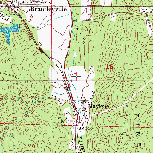 Topographic Map of Opossum Valley, AL