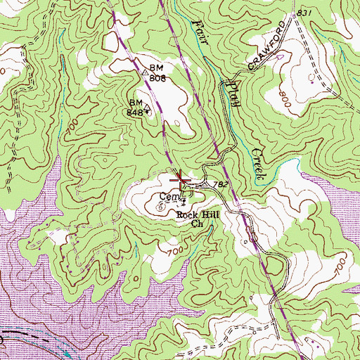Topographic Map of Crawford School (historical), SC