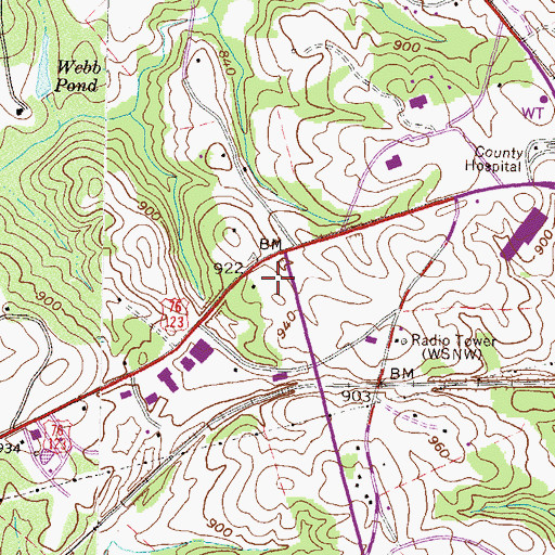 Topographic Map of Dogwood Plaza Shopping Center, SC