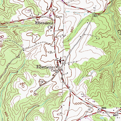Topographic Map of Ebenezer High School (historical), SC