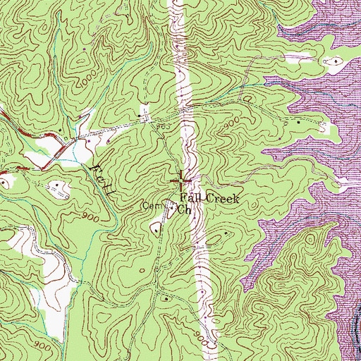 Topographic Map of Fall Creek, SC