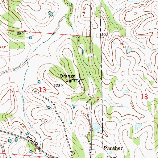 Topographic Map of Orange Cemetery, AL
