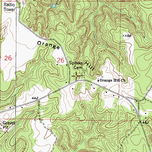 Topographic Map of Orange Hill, AL