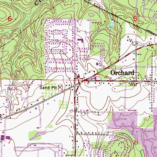 Topographic Map of Orchard, AL