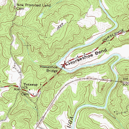 Topographic Map of Horse Shoe (historical), SC