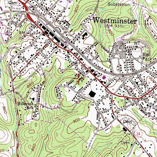 Topographic Map of John Wesley Methodist Episcopal Church (historical), SC