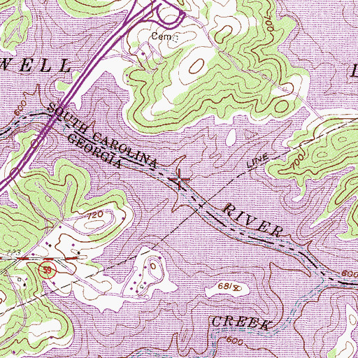 Topographic Map of Knox Bridge (historical), SC