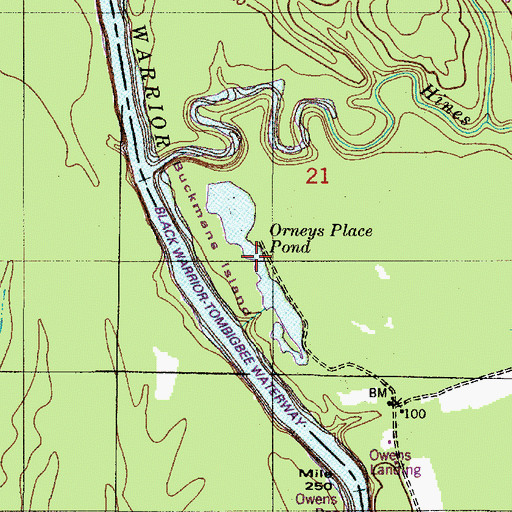 Topographic Map of Orneys Place Pond, AL