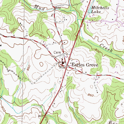 Topographic Map of Earles Grove Baptist Church, SC