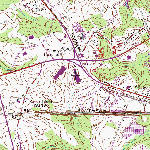 Topographic Map of Oconee Square Shopping Center, SC