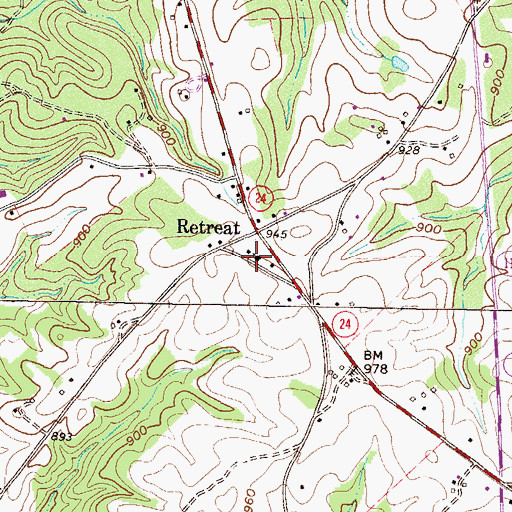 Topographic Map of Retreat Baptist Church, SC