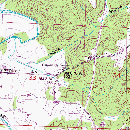 Topographic Map of Osborn Cemetery, AL