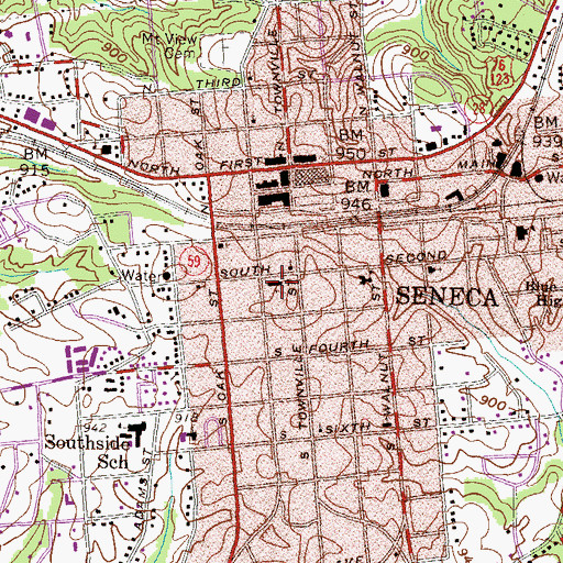 Topographic Map of Seneca Baptist Church, SC