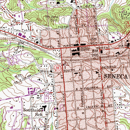 Topographic Map of Seneca Presbyterian Church, SC