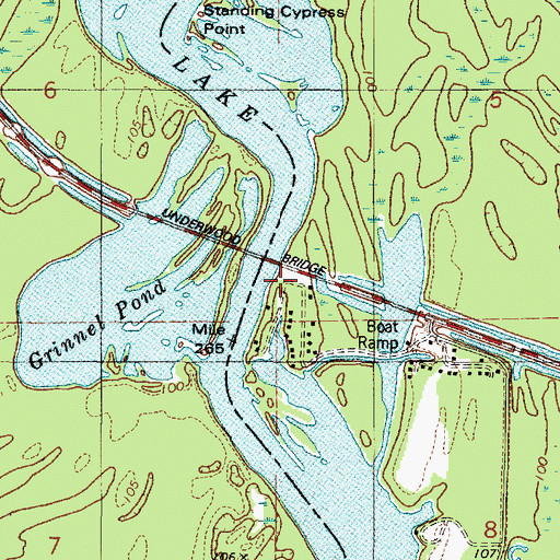 Topographic Map of Oscar Underwood Bridge, AL