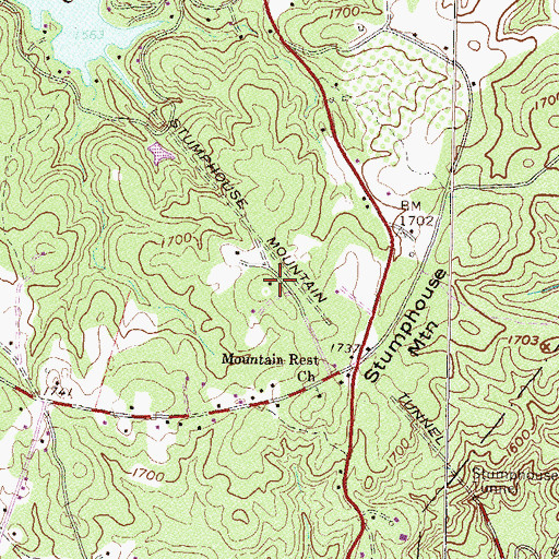 Topographic Map of Tunnel Hill, SC