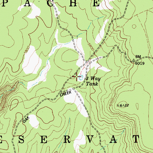 Topographic Map of Three Way Tank, AZ