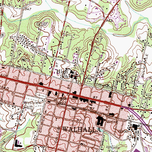 Topographic Map of Walhalla Graded School (historical), SC