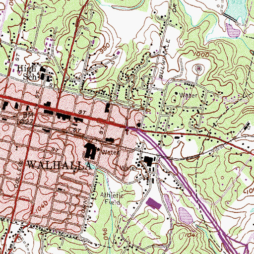 Topographic Map of Walhalla Presbyterian Church, SC