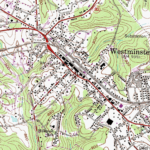 Topographic Map of Westminster Baptist Church, SC