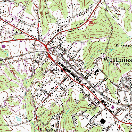 Topographic Map of Westminster City Hall, SC