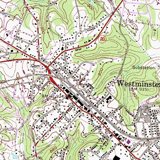 Topographic Map of Westminster Presbyterian Church, SC