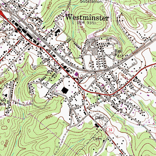 Topographic Map of Westminster United Methodist Church, SC