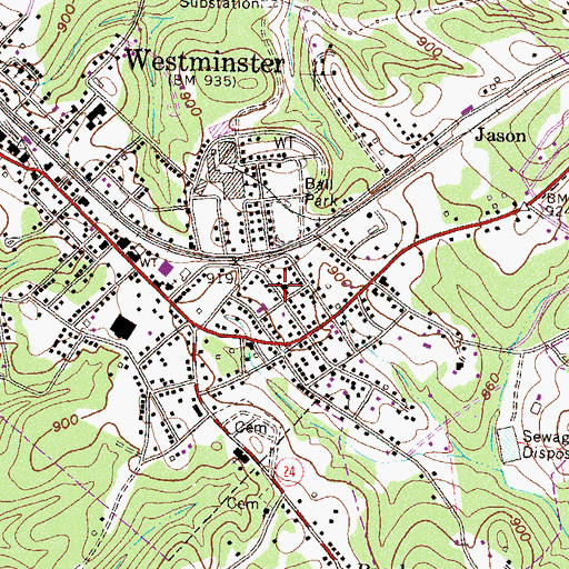Topographic Map of Westminster Wesleyan Church, SC