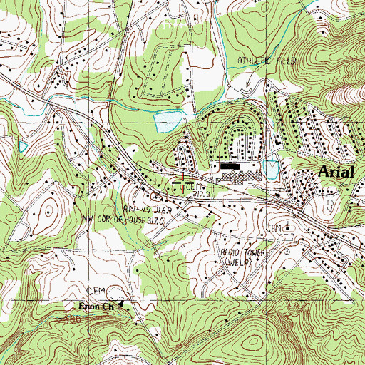 Topographic Map of Arial Cemetery, SC