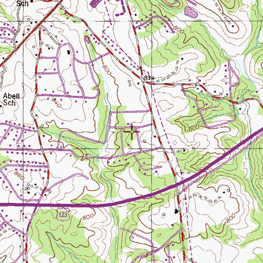 Topographic Map of Ashley Estates, SC